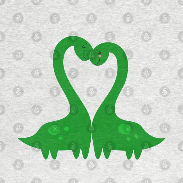 Cute Green Trex Dinosaurs In Love by Illustradise
